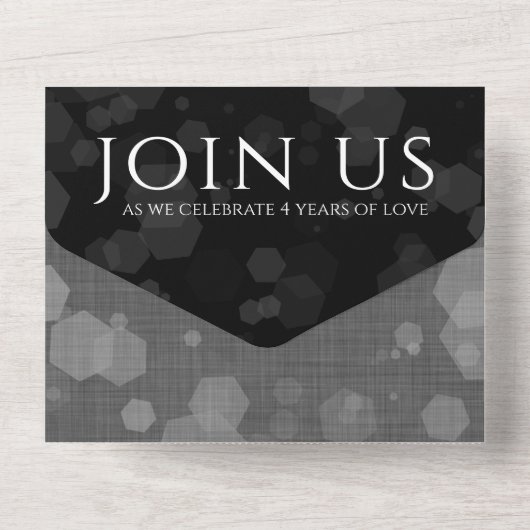 Elegant 4th Linen Wedding Jubileum Celebration All In One Uitnodiging (Achterkant)