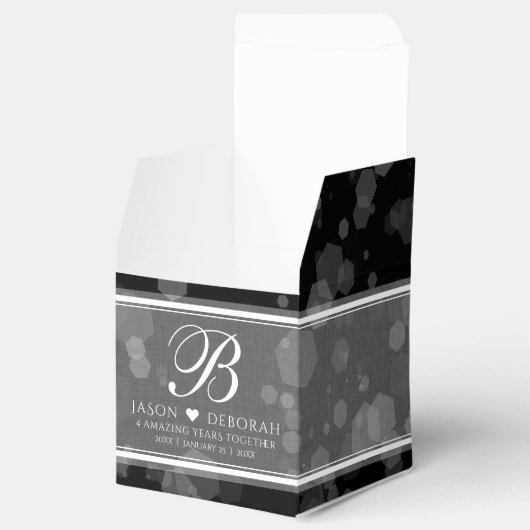 Elegant 4th Linen Wedding Jubileum Celebration Bedankdoosjes (Geopend)