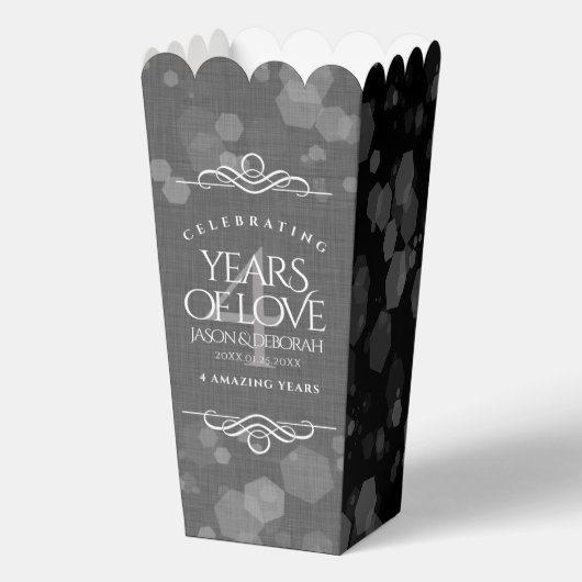 Elegant 4th Linen Wedding Jubileum Celebration Bedankdoosjes (Achterkant)