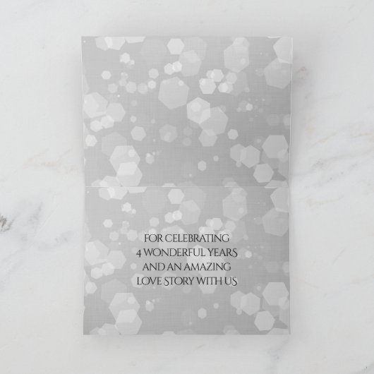 Elegant 4th Linen Wedding Jubileum Celebration Bedankkaart (Binnen)