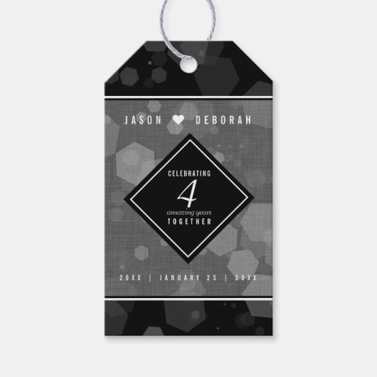 Elegant 4th Linen Wedding Jubileum Celebration Cadeaulabel (Voorkant)