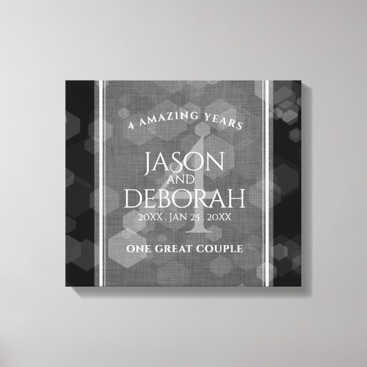 Elegant 4th Linen Wedding Jubileum Celebration Canvas Afdruk (Voorkant)