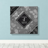 Elegant 4th Linen Wedding Jubileum Celebration Canvas Afdruk (Insitu (Houten vloer))