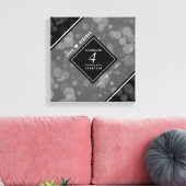 Elegant 4th Linen Wedding Jubileum Celebration Canvas Afdruk (Insitu (Woonkamer))