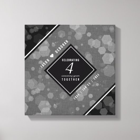 Elegant 4th Linen Wedding Jubileum Celebration Canvas Afdruk (Voorkant)