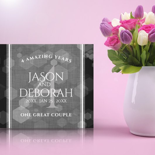 Elegant 4th Linen Wedding Jubileum Celebration Canvas Afdruk