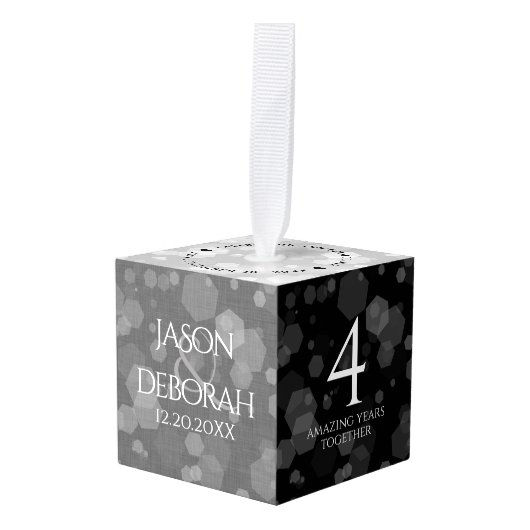 Elegant 4th Linen Wedding Jubileum Celebration Decoratie (Voorkant hoekig)