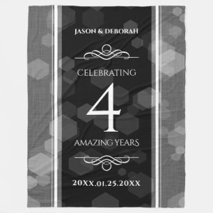 Elegant 4th Linen Wedding Jubileum Celebration Fleece Deken