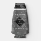 Elegant 4th Linen Wedding Jubileum Celebration Flesjeskoeler (Voorkant)