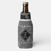 Elegant 4th Linen Wedding Jubileum Celebration Flesjeskoeler (Fles Voorkant)