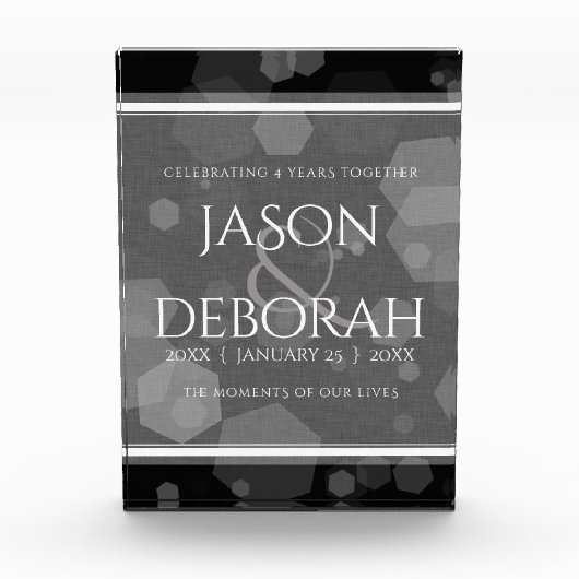 Elegant 4th Linen Wedding Jubileum Celebration Fotoblokken (Voorkant)