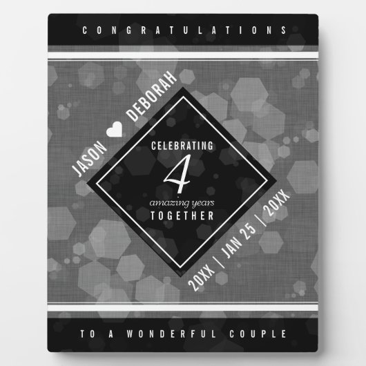 Elegant 4th Linen Wedding Jubileum Celebration Fotoplaat (Voorkant)