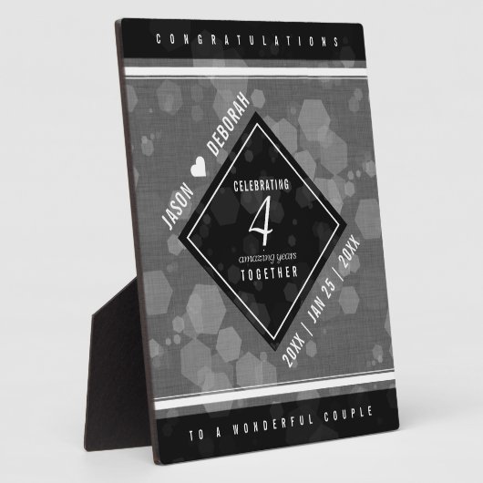 Elegant 4th Linen Wedding Jubileum Celebration Fotoplaat (Zijkant)