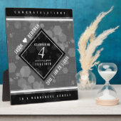 Elegant 4th Linen Wedding Jubileum Celebration Fotoplaat (Zijkant)