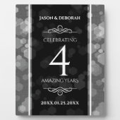 Elegant 4th Linen Wedding Jubileum Celebration Fotoplaat (Voorkant)