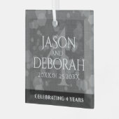 Elegant 4th Linen Wedding Jubileum Celebration Glas Ornament (Voorkant links)