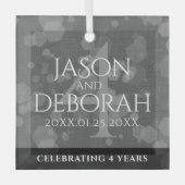 Elegant 4th Linen Wedding Jubileum Celebration Glas Ornament (Voorkant)
