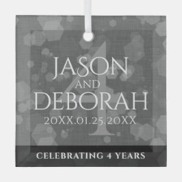 Elegant 4th Linen Wedding Jubileum Celebration Glas Ornament