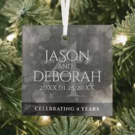 Elegant 4th Linen Wedding Jubileum Celebration Glas Ornament