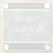 Elegant 4th Linen Wedding Jubileum Celebration Glazen Onderzetter (Achterkant)