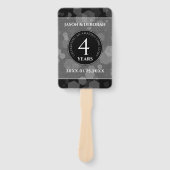 Elegant 4th Linen Wedding Jubileum Celebration Handwaaier (Voorkant)
