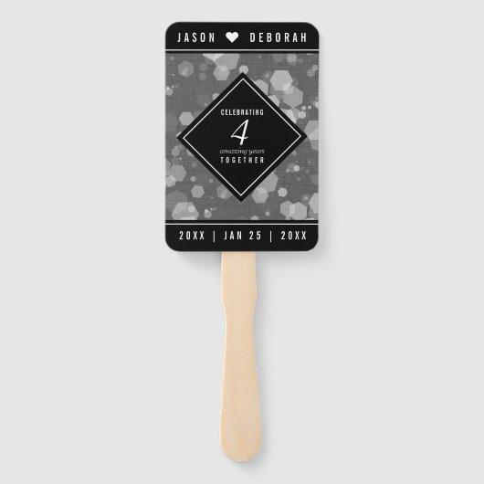 Elegant 4th Linen Wedding Jubileum Celebration Handwaaier (Achterkant)