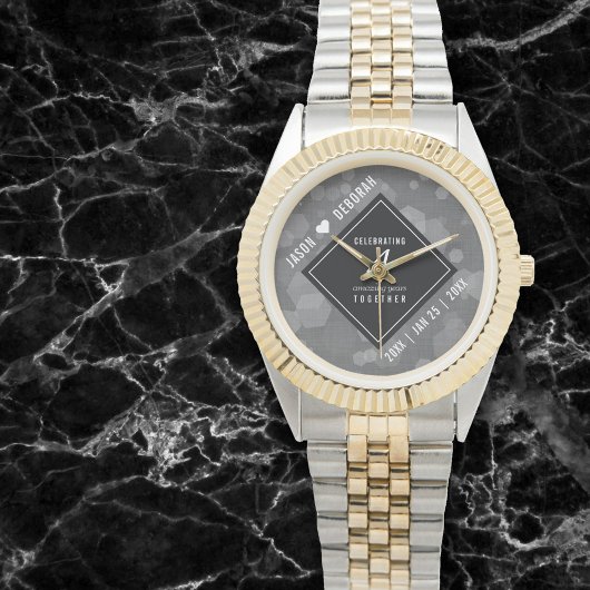 Elegant 4th Linen Wedding Jubileum Celebration Horloge