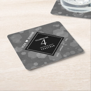 Elegant 4th Linen Wedding Jubileum Celebration Kartonnen Onderzetters