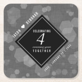 Elegant 4th Linen Wedding Jubileum Celebration Kartonnen Onderzetters (Voorkant)