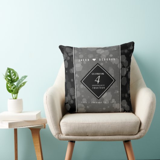 Elegant 4th Linen Wedding Jubileum Celebration Kussen (Stoel)