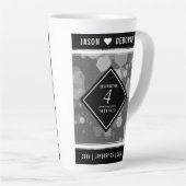 Elegant 4th Linen Wedding Jubileum Celebration Latte Mok (Rechterhoek)