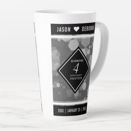 Elegant 4th Linen Wedding Jubileum Celebration Latte Mok (Rechterhoek)