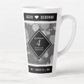 Elegant 4th Linen Wedding Jubileum Celebration Latte Mok (Rechts)