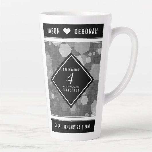 Elegant 4th Linen Wedding Jubileum Celebration Latte Mok (Rechts)