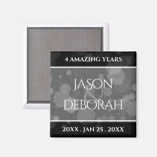 Elegant 4th Linen Wedding Jubileum Celebration Magneet (Voorkant / Achterkant)