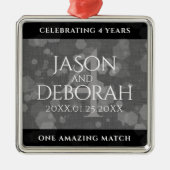 Elegant 4th Linen Wedding Jubileum Celebration Metalen Ornament (Voorkant)