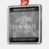 Elegant 4th Linen Wedding Jubileum Celebration Metalen Ornament (Links)