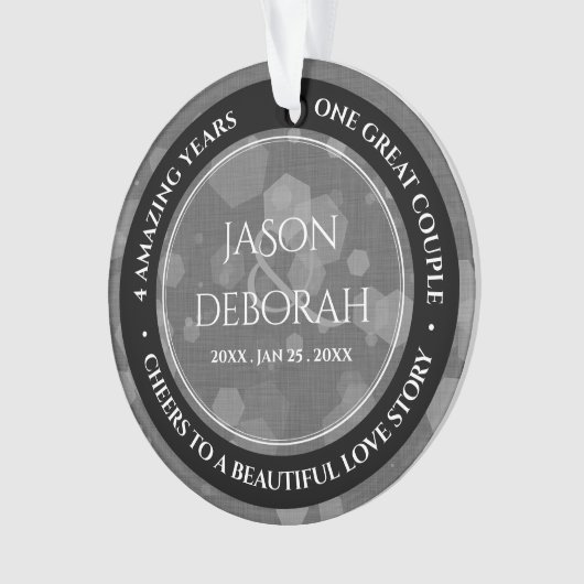 Elegant 4th Linen Wedding Jubileum Celebration Ornament (voorkant)