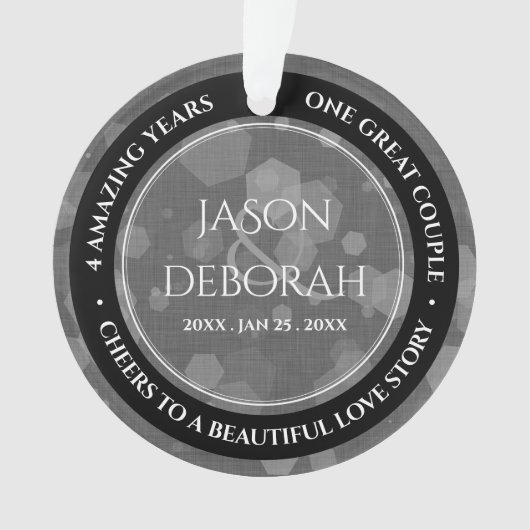 Elegant 4th Linen Wedding Jubileum Celebration Ornament (voorkant)