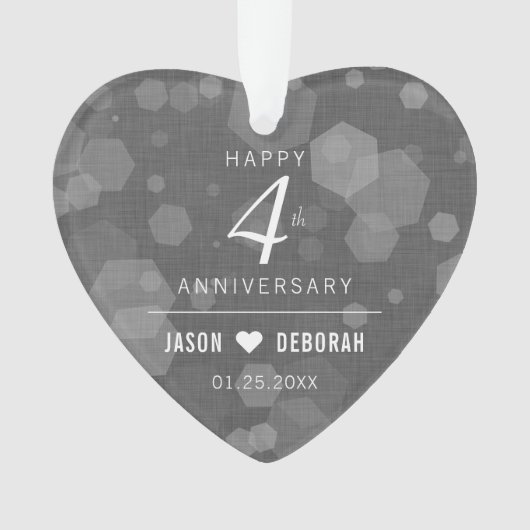 Elegant 4th Linen Wedding Jubileum Celebration Ornament (voorkant)