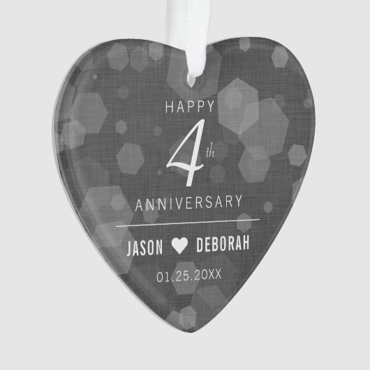 Elegant 4th Linen Wedding Jubileum Celebration Ornament (voorkant)