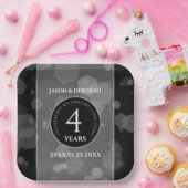 Elegant 4th Linen Wedding Jubileum Celebration Papieren Bordje (Feest)