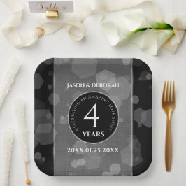 Elegant 4th Linen Wedding Jubileum Celebration Papieren Bordje