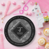 Elegant 4th Linen Wedding Jubileum Celebration Papieren Bordje (Feest)