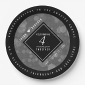 Elegant 4th Linen Wedding Jubileum Celebration Papieren Bordje (Voorkant)