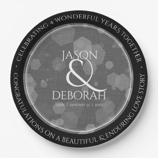 Elegant 4th Linen Wedding Jubileum Celebration Papieren Bordje (Voorkant)