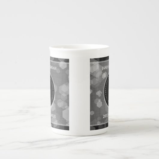 Elegant 4th Linen Wedding Jubileum Celebration Porselein Kop (Voorkant)