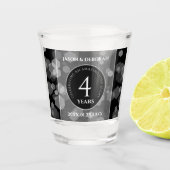 Elegant 4th Linen Wedding Jubileum Celebration Shot Glas (Voorkant)