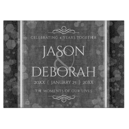 Elegant 4th Linen Wedding Jubileum Celebration Snijplank (Voorkant)