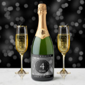 Elegant 4th Linen Wedding Jubileum Celebration Sparkling Wijnetiket